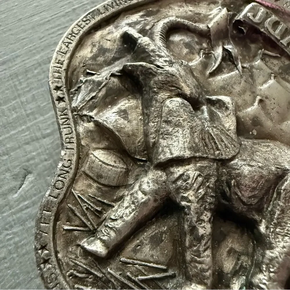 1976 Bergamont Brass Jumbo Largest Living Quadruped Belt Buckle
